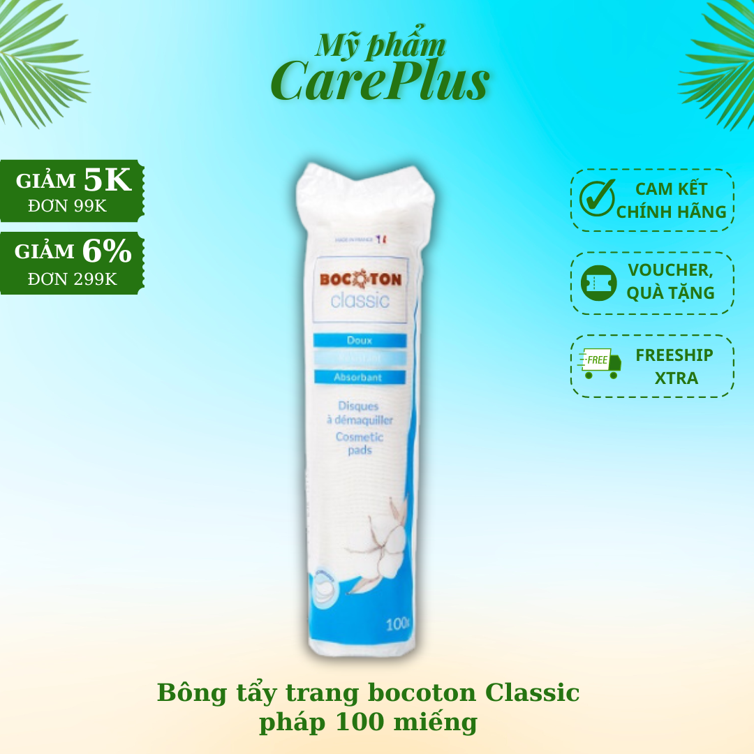 Bông tẩy trang Bocoton Classic (Pháp) 100 miếng