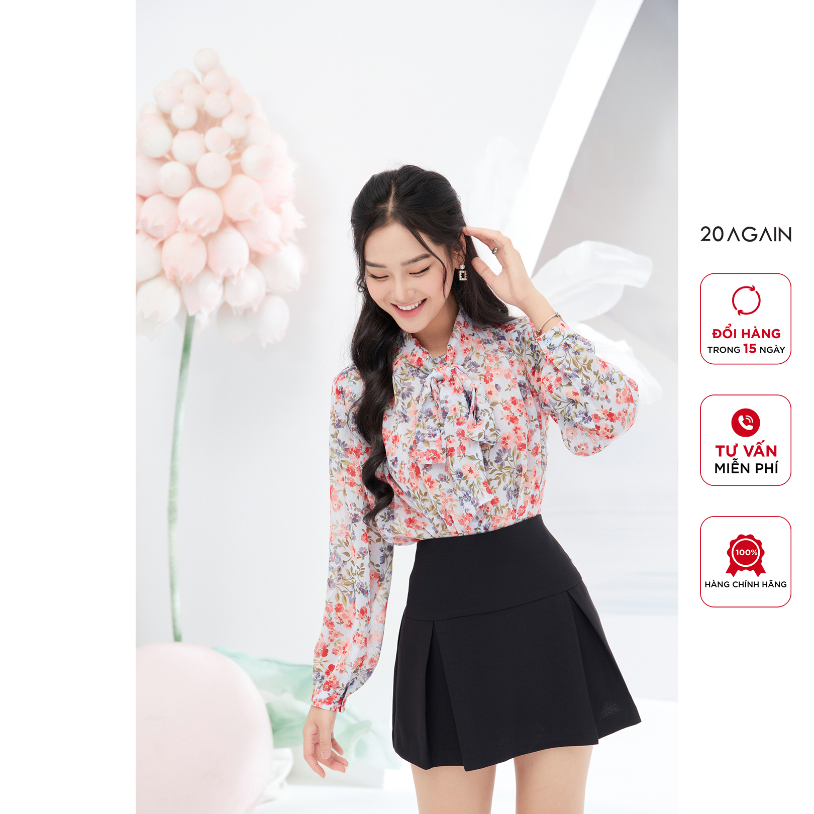 Chân váy xếp ly 20AGAIN, thiết kế dáng bacsic JAA2440