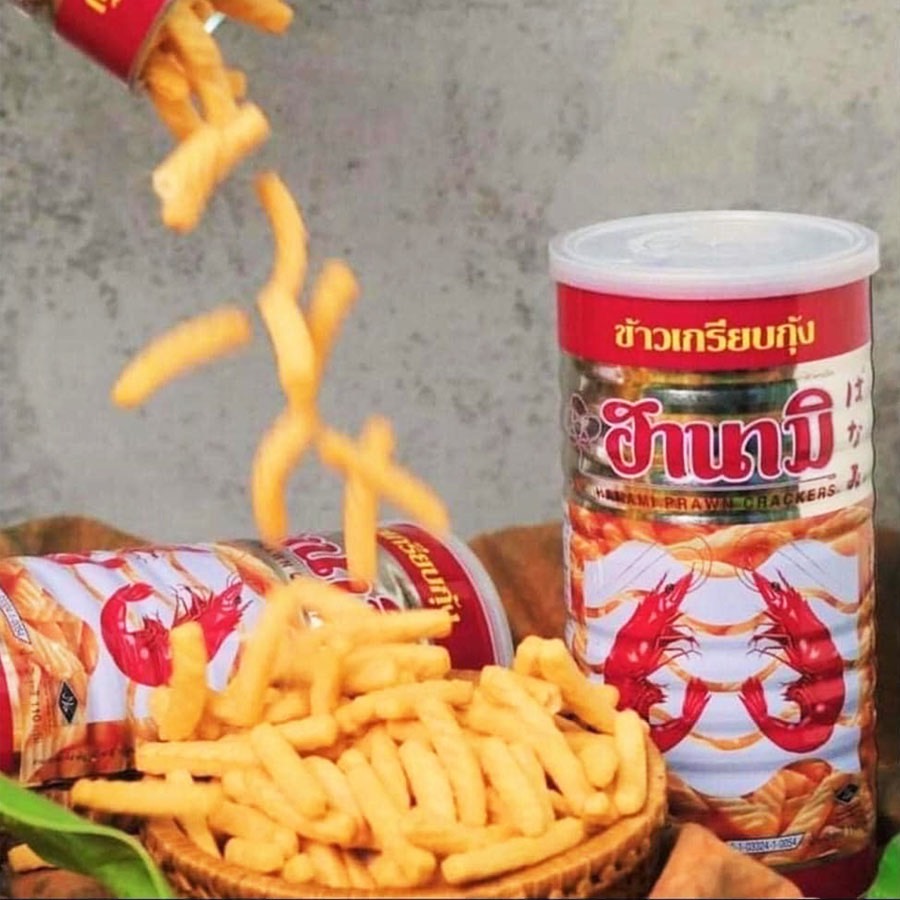 Snack tôm hanami lon 110g hàng thái lan