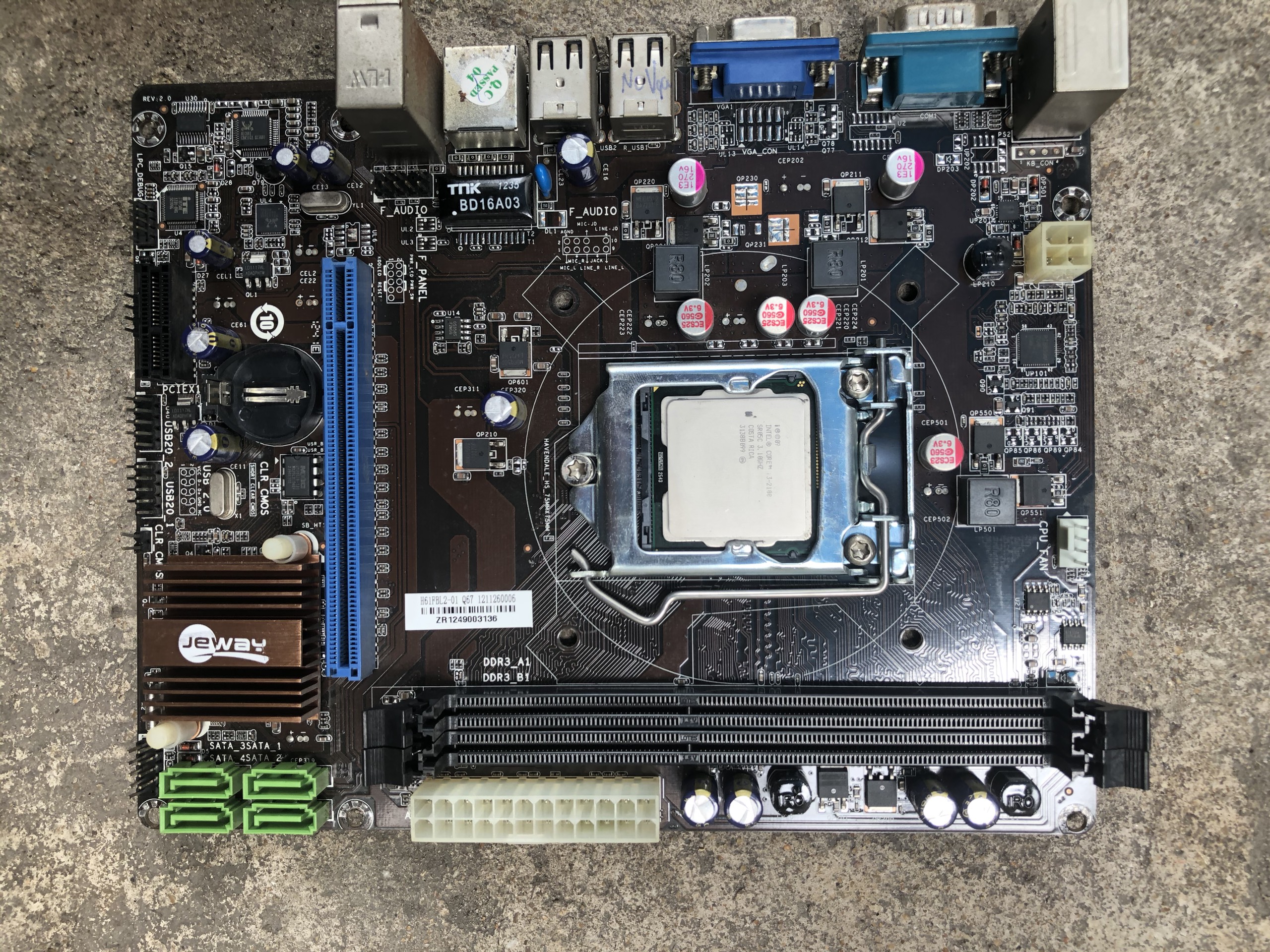 H61 socket 1155 + i3 2100 (3M Cache, 3.10 GHz), GT 630