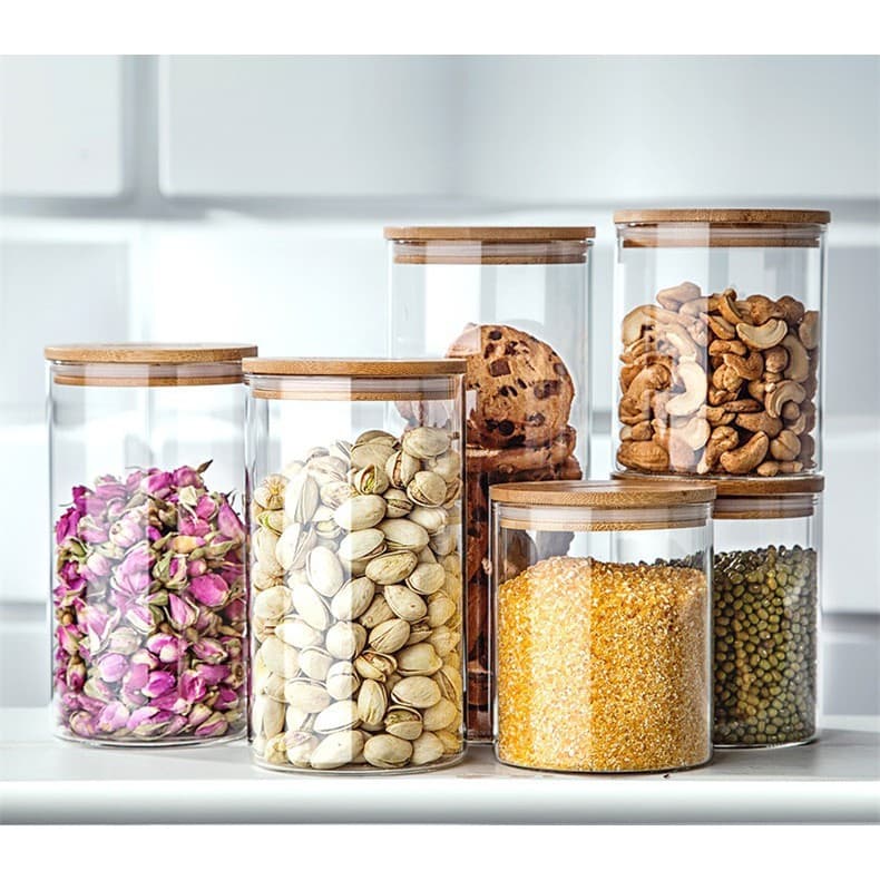Lọ thủy tinh borosilicate nắp gỗ cao cấp