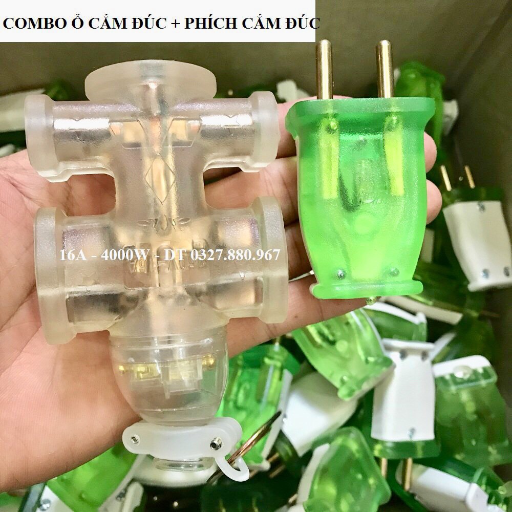 Bộ ổ cắm và phích cắm đúc bao va đập