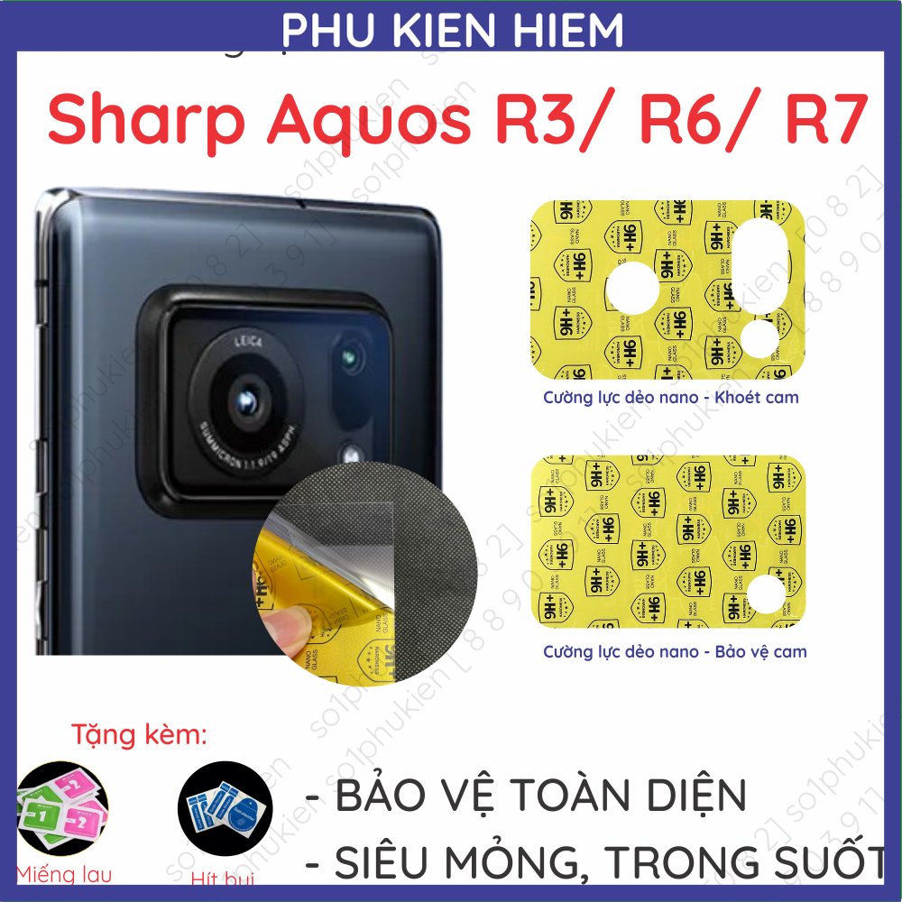 Dán cường lực camera Sharp Aquos R3/ R6/ R7 loại nano dẻo chống bể
