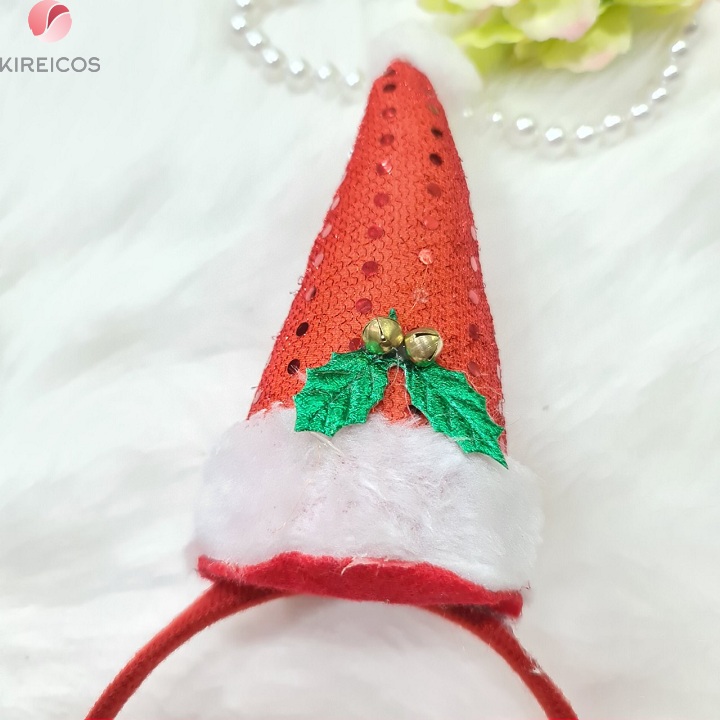 [HCM]Cài mũ Noel 3D Lấp Lánh Có Chuông - kireicos