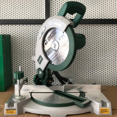 [HCM]Máy cắt gỗ nhôm sắt để bàn mini đa góc laze lưỡi 210mm Dekton