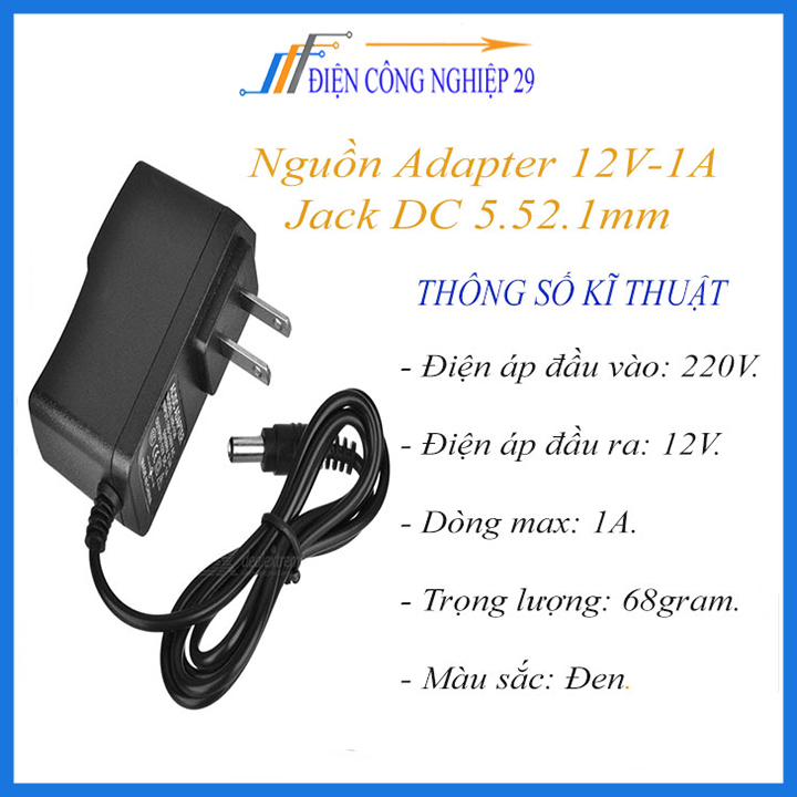 Nguồn Adapter 12V-1A Jack DC 5.52.1mm