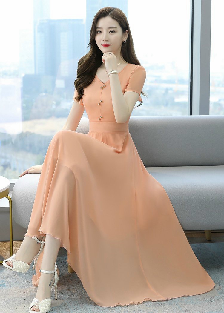 ĐẦM XÒE CỔ TIM ĐÍNH CƯỜM - YB211145