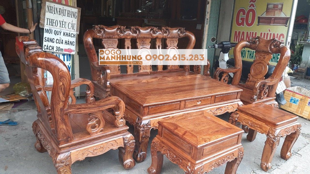 [HCM]Bộ salon gỗ cẩm lai Việt Nam tay 12 T81