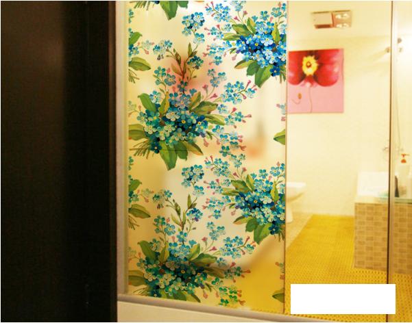 Decal dán kính cao cấp - Hoa Chùm Xanh ( 60x58cm )-DK7108