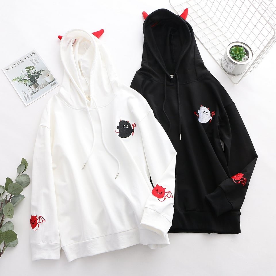 Áo Khoác Hoodies nam /nữ Tay Dài In mặt quỷ siêu ngầu có nón bao xinh, chất liệu thun nỉ, siêu Dễ Thương Cho tuổi teen