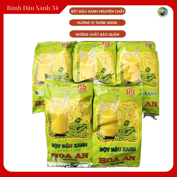 Bột Đậu Xanh Uống Liền Hoa An 500Gram (10 gói nhỏ)