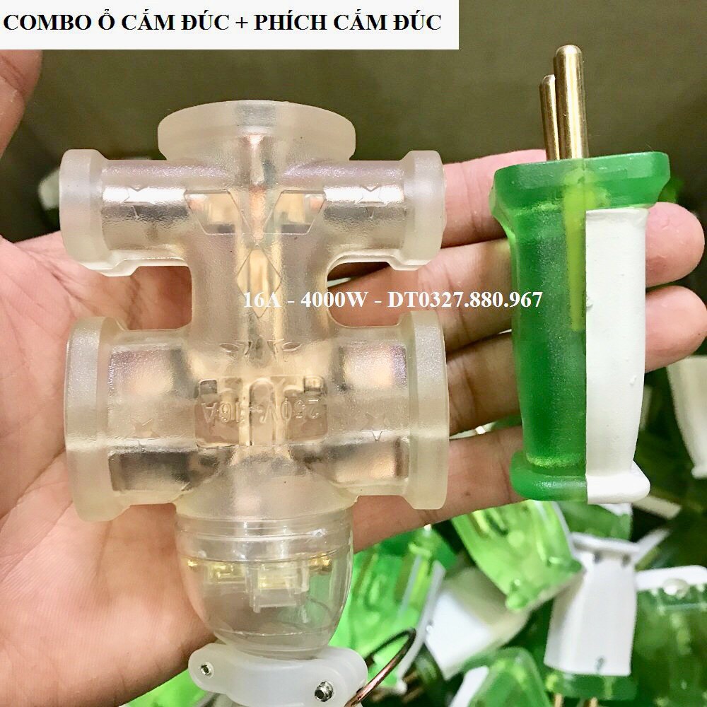 Bộ ổ cắm và phích cắm đúc bao va đập