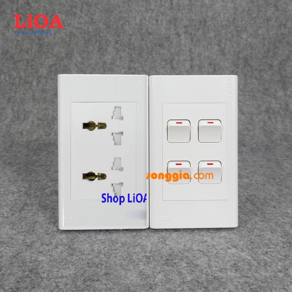 Combo ổ cắm điện LiOA có công tắc và cầu dao chống quá tải LẮP ÂM TƯỜNG [đã bao gồm đế]. Hàng chính hãng
