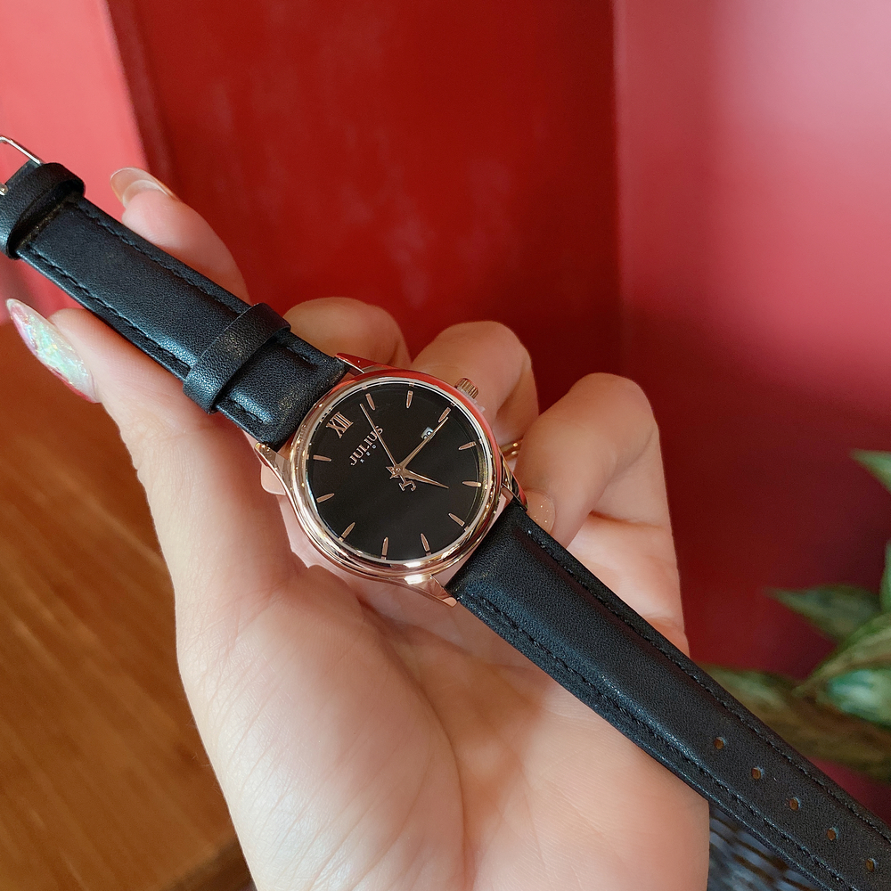Đồng Hồ Nam Dây da JA-1309MD Julius Hàn Quốc (Đen)