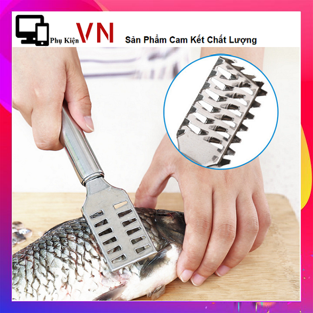 ⚡ Dụng Cụ Đánh Vảy Cá Tay Cầm Inox Loại Dày Chắc Chắn - Cây cạo vảy cá bằng inox, đánh vảy cá ⚡