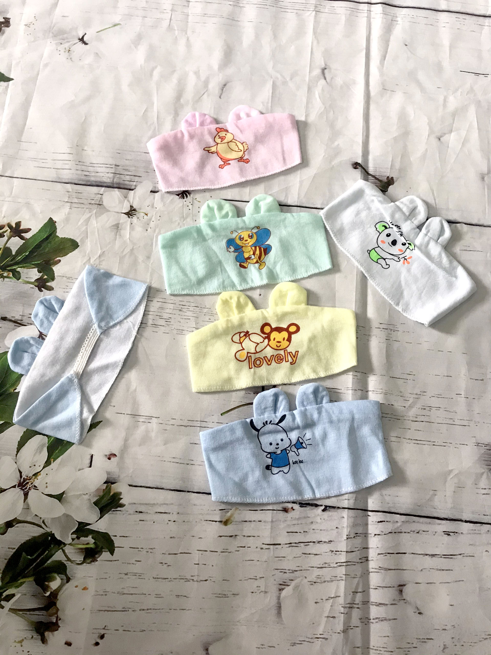 Sét 5 che thóp tai thỏ cho bé sơ sinh