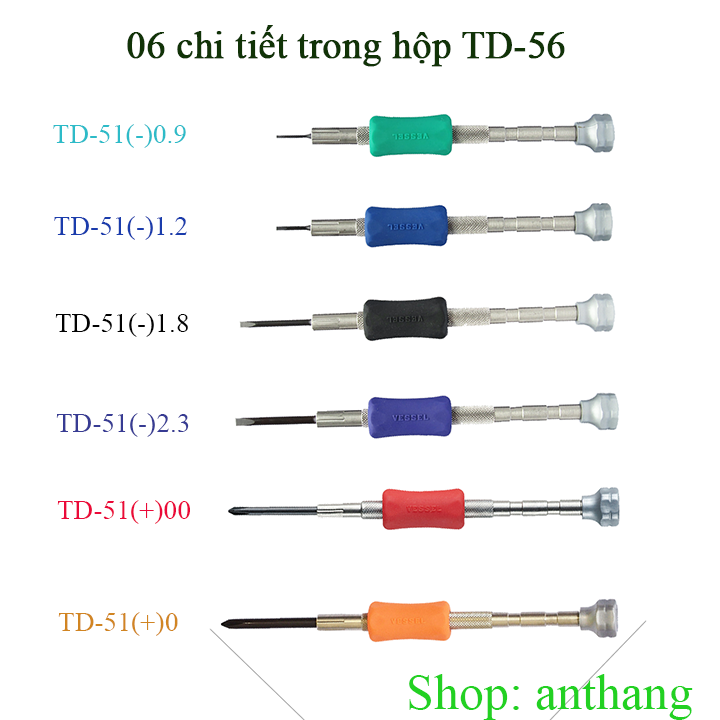Bộ tô vít chính xác No.TD-56 (6 cái) Vessel (Nhật Bản)
