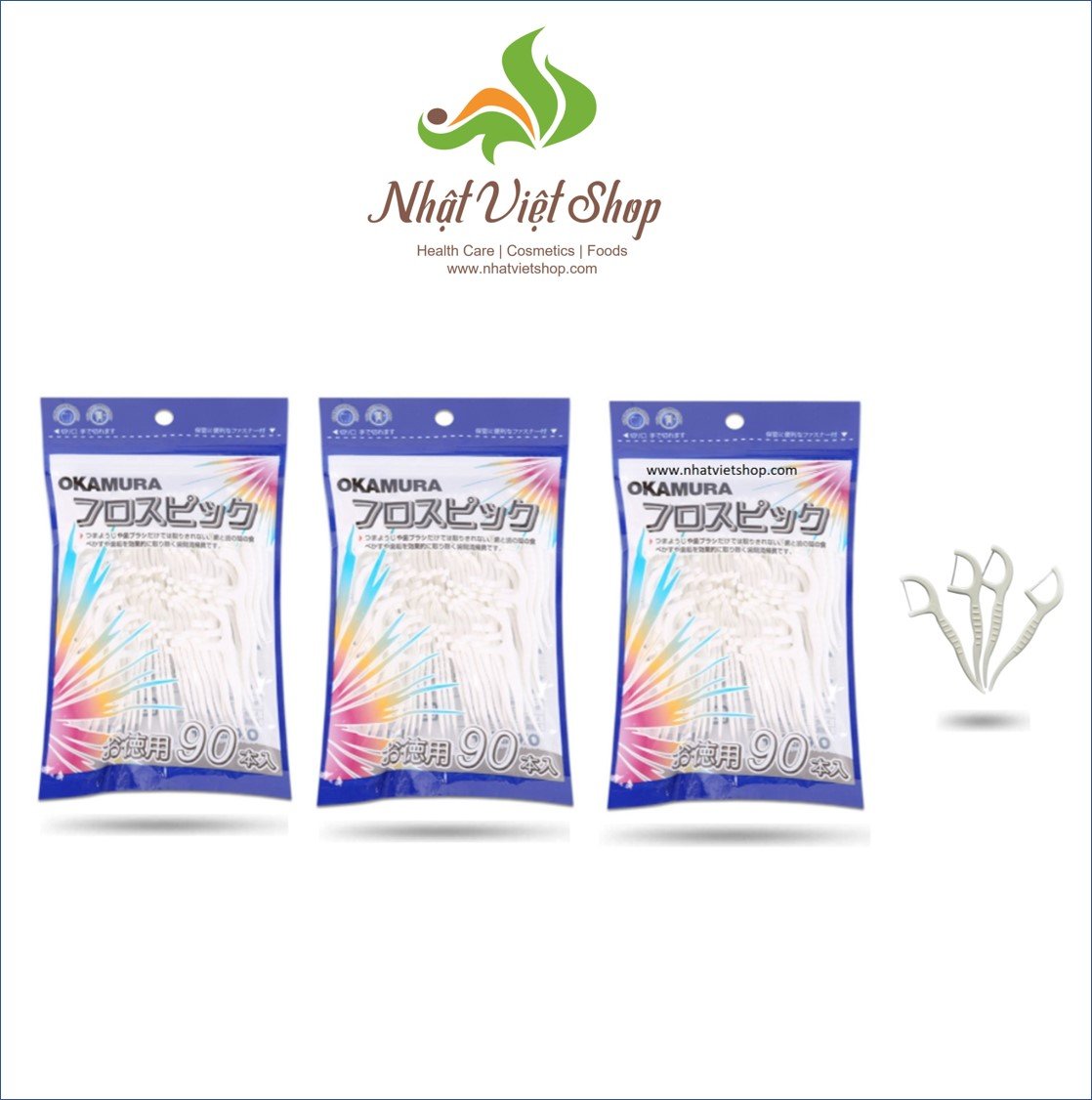 Combo 3 Bịch Okamura - Tăm chỉ kẽ răng nha khoa Nhật Bản Aquapulse