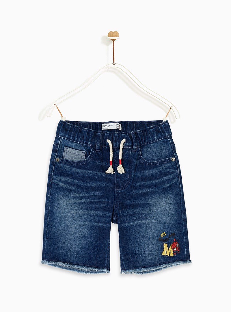 Quần short bé trai Pull-On Denim Bermuda EBR Frayed Hem