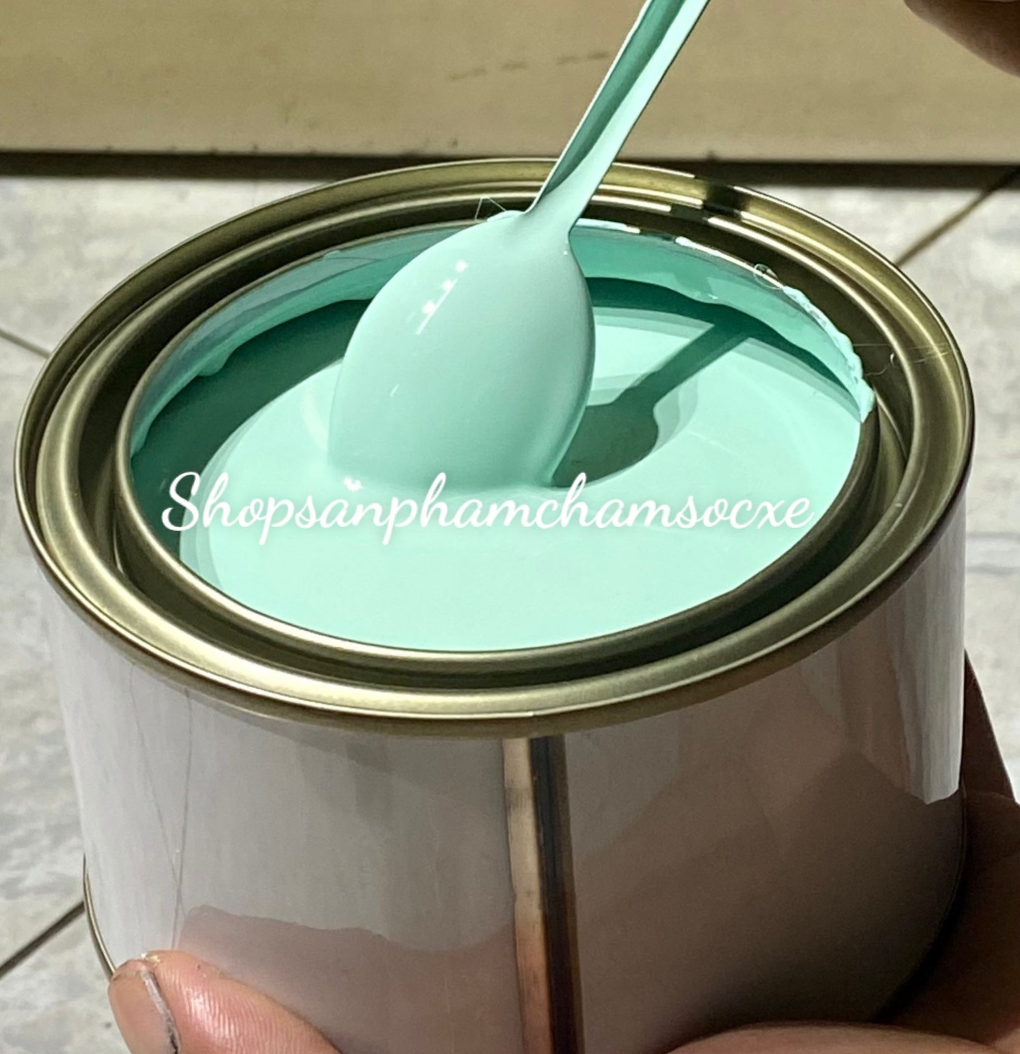 Màu xanh bạc hà - Sơn solid 1k đóng lon 0.5kg và 1kg (D804)