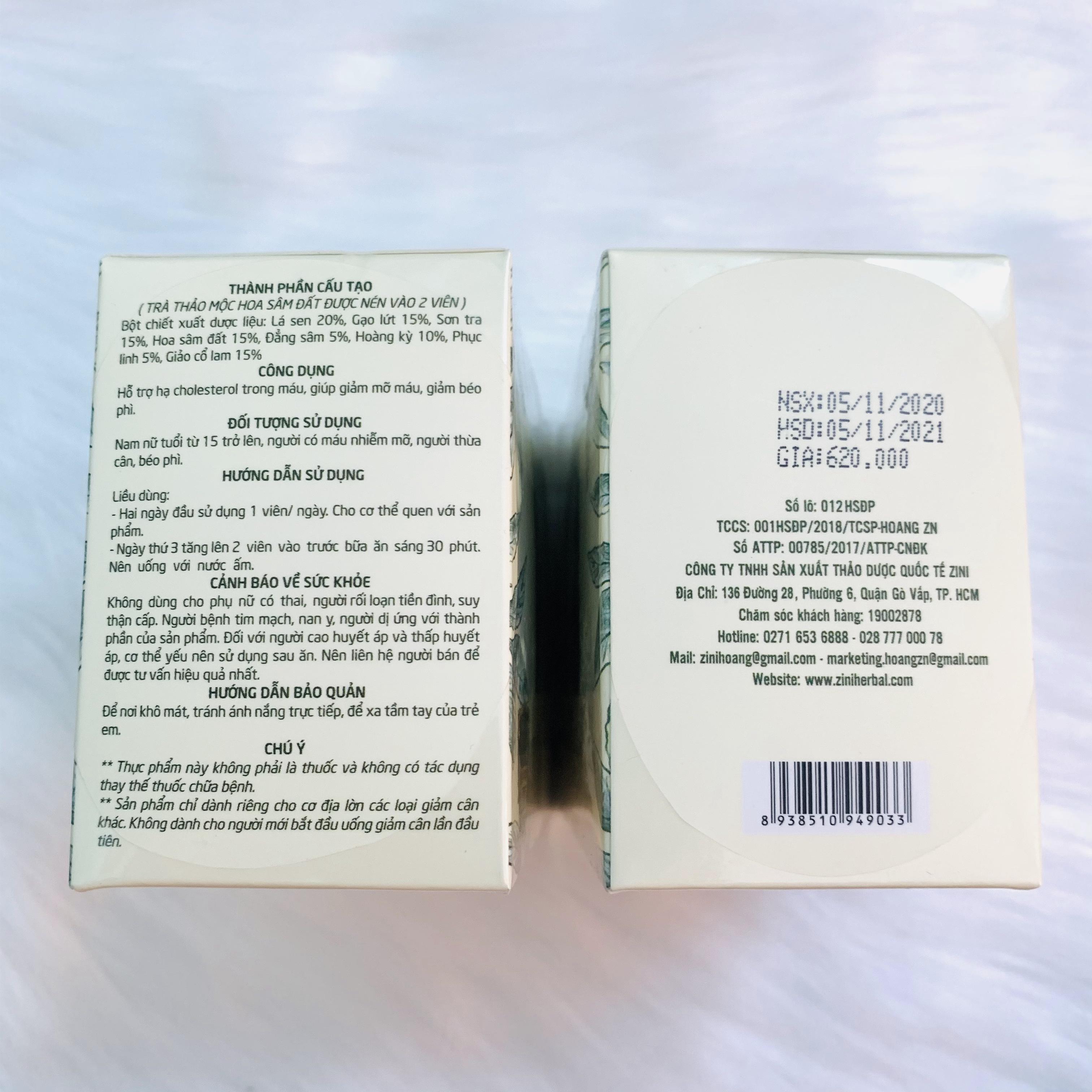 (Dạng Viên)Trà Giảm Cân Hoa Sâm Đất Zn  Plus  (15 Gói x 02 viên)