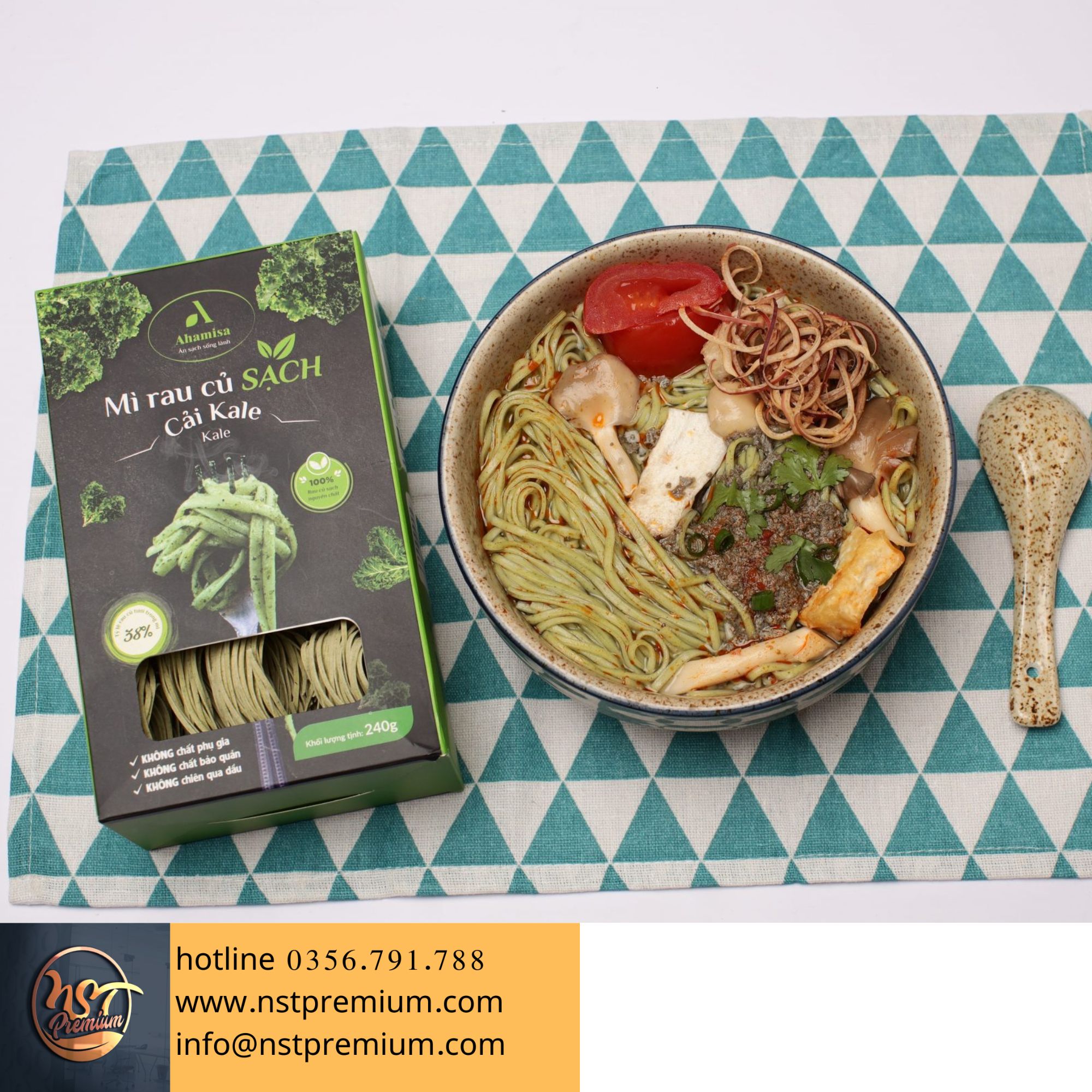 [Siêu Sale] Mì Rau Củ Sạch Cải Kale Ahamisa 240g
