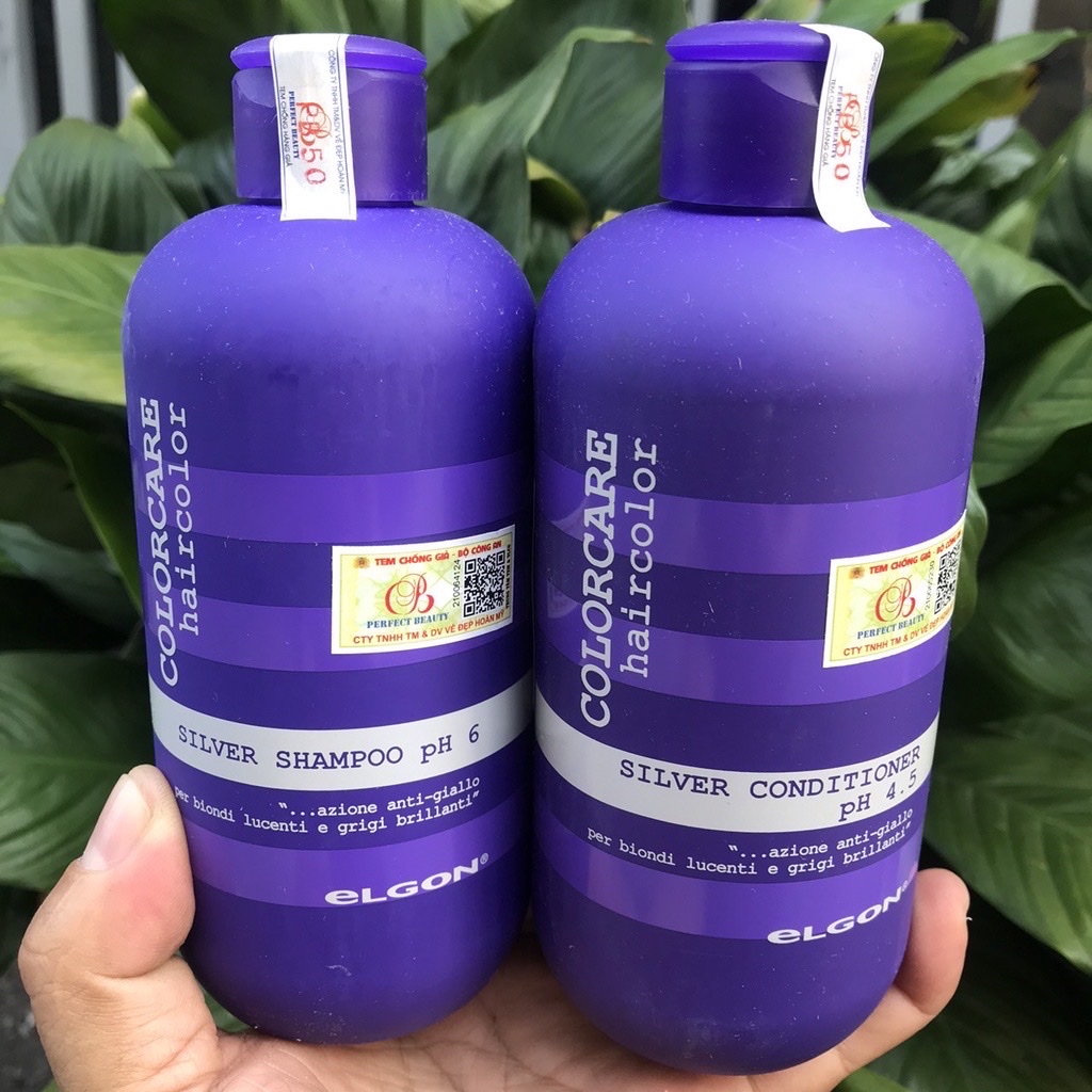 🍀Chính hãng☘️ Gội xả tím khử sắc tố vàng Elgon Silver 300mlx2