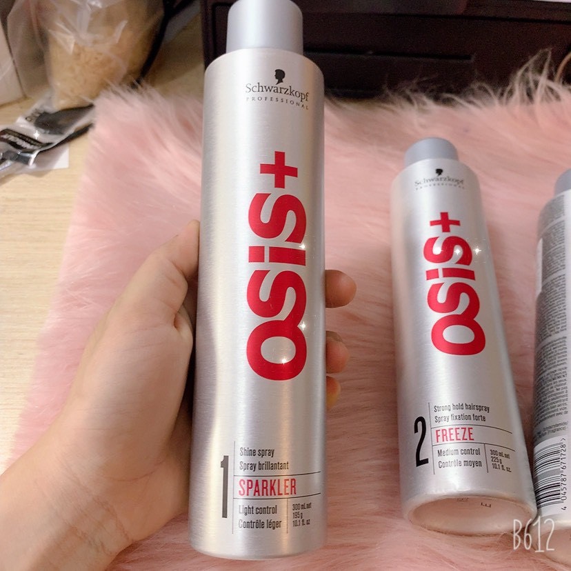 Gôm xịt bóng tóc, tạo kiểu tóc uốn osis+ gồm 3 cấp độ 1/2/3 300ml