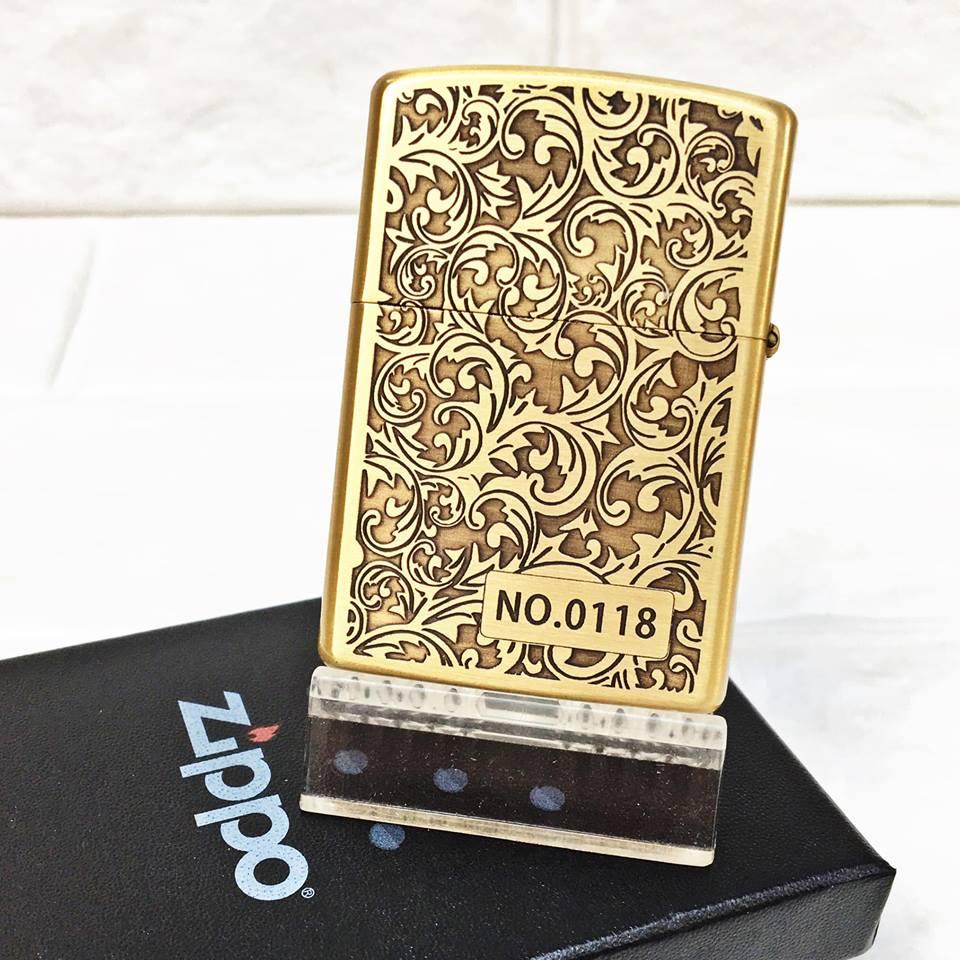 [HCM]BẬT LỬA ZIPPO MỸ - ĐỒNG KHẮC HOA VĂN 2 MẶT - (CÓ TEM ĐỎ) - (XÀI XĂNG)