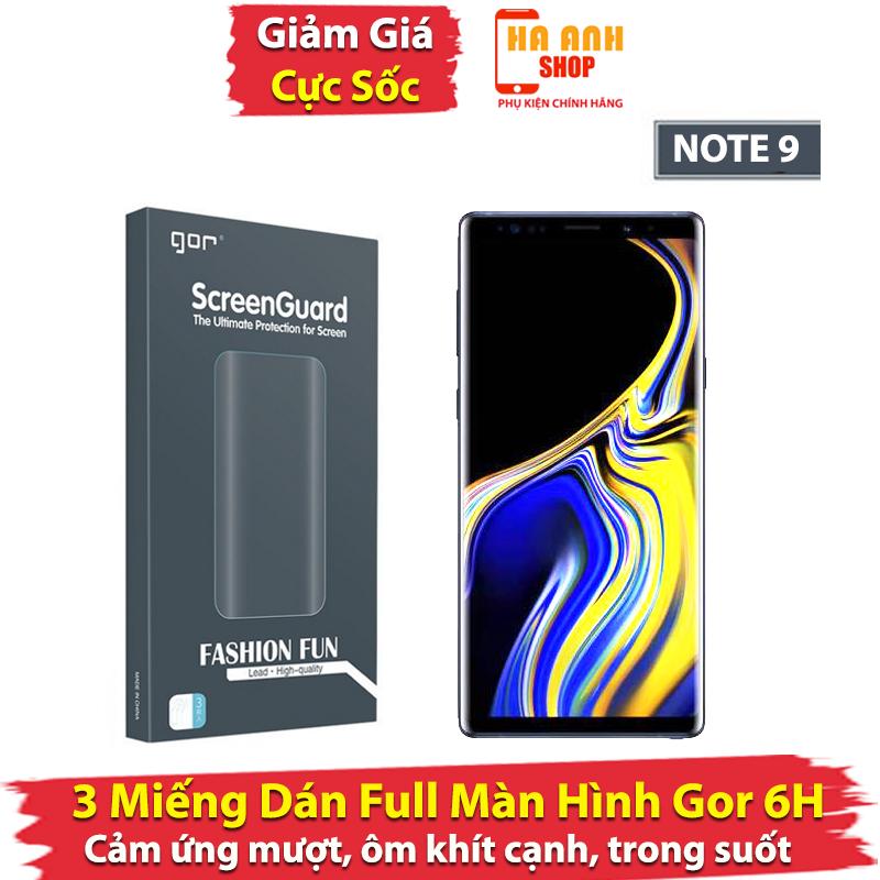 Miếng dán màn hình Samsung Note 9 Full Màn Hãng Gor Cao Cấp(bộ 2 miếng trước, 1 miếng mặt sau, 1 miếng sau dán vân carbon)