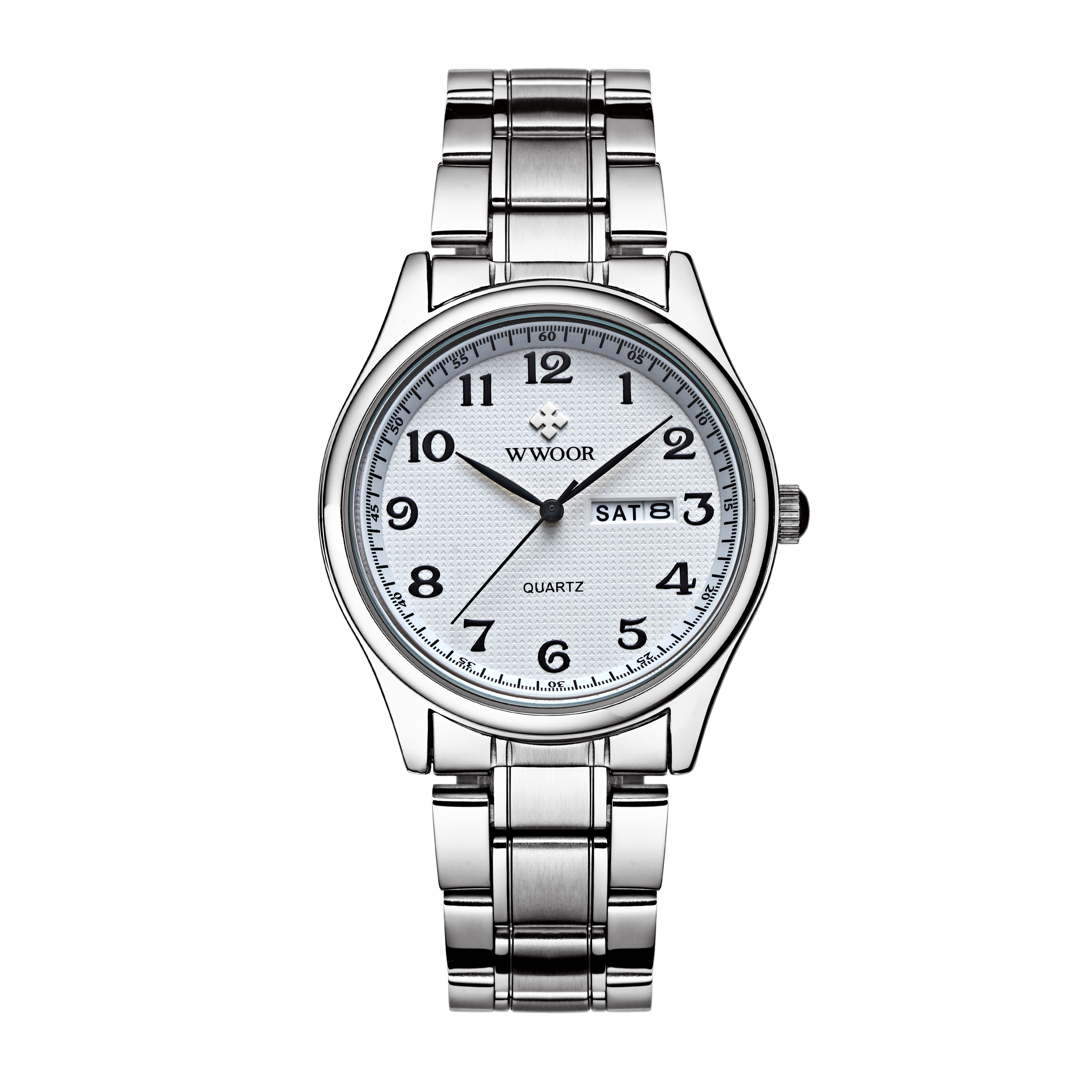 WWOOR Branded Couple Watch For Women Model 8805L Classic Stainless Steel Waterproof & Scratchproof Casual Ladies Wristwatch For Couple with Arabic Numerical Dial