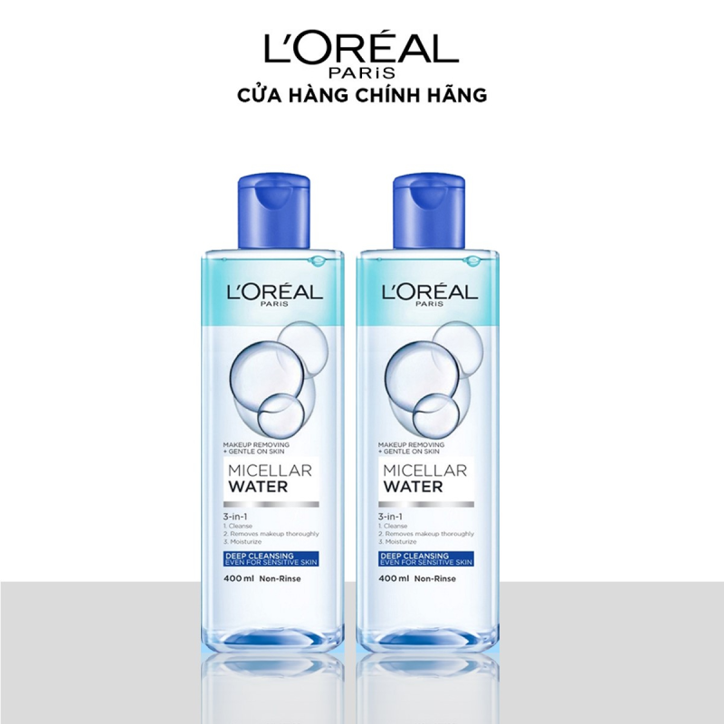 Bộ 2 nước tẩy trang đa năng 3-in-1 làm sạch sâu LOreal Paris Micellar Water (xanh dương đậm) giá rẻ