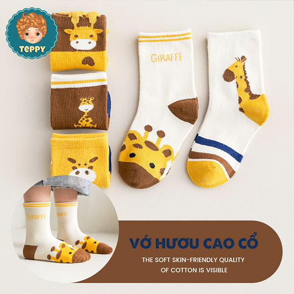 Set 5 đôi tất, vớ cho bé hình hươu cao cổ
