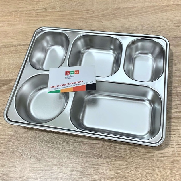 KHAY CƠM PHẦN 5 NGĂN INOX 304 LOẠI DÀY DỰNG THỨC ĂN