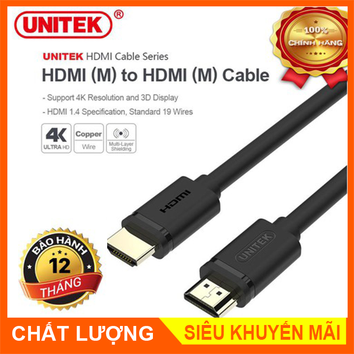 Cáp HDMI 1.4 UNITEK Hổ Trợ 3D, 4K Dài 1.5M (Y-C 137M)