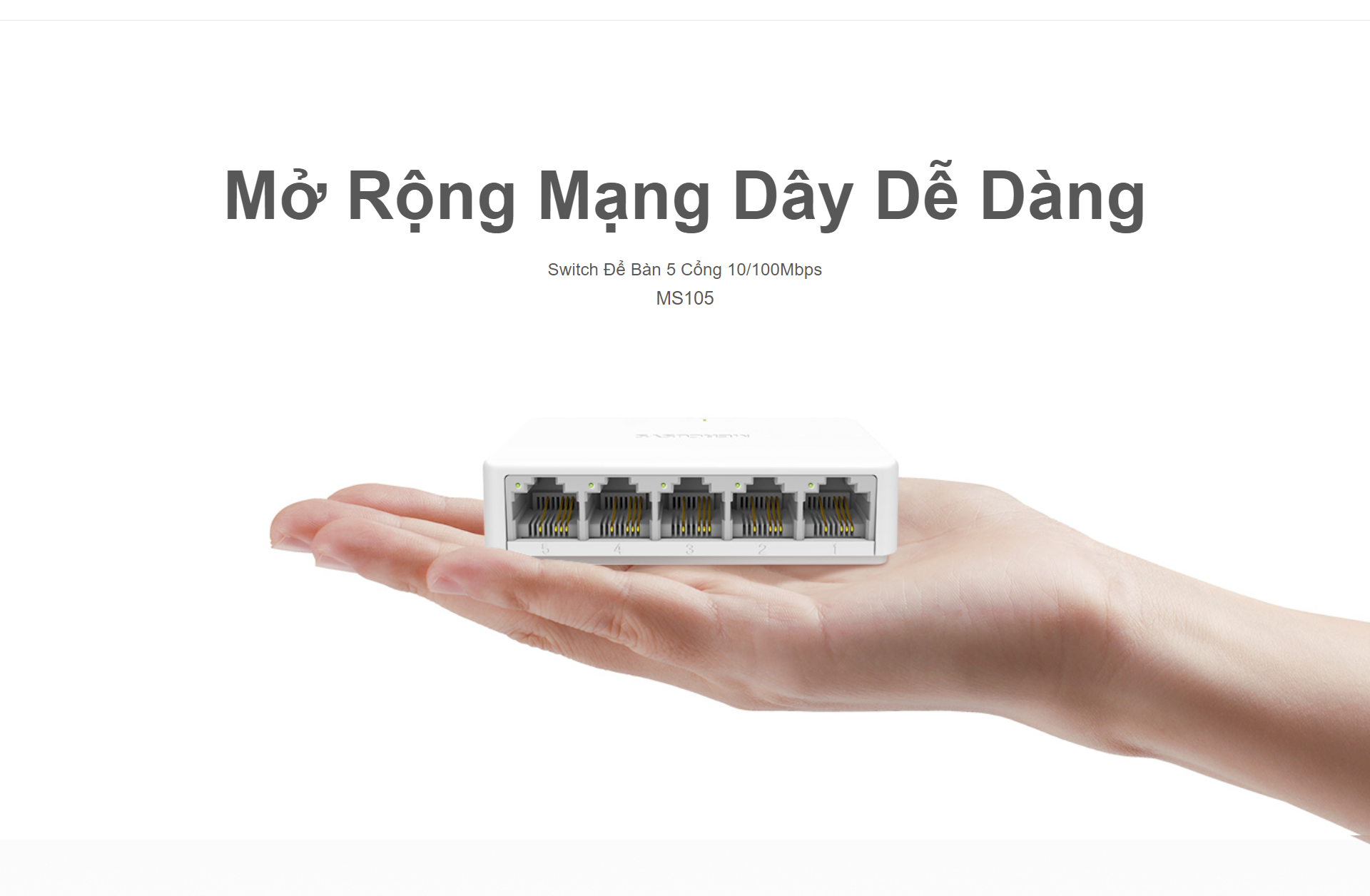 Bộ Chia Tín Hiệu Để Bàn Mercusys MS105 5 Cổng Switch Port 10/100Mbps