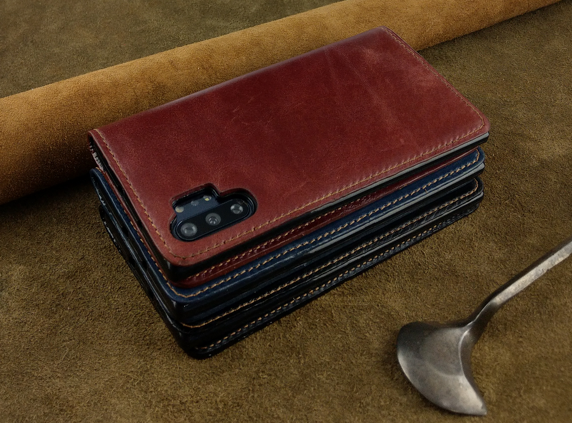 Bao Da Samsung Note 10 Plus Handmade Cổ Điển Da Bò Thật