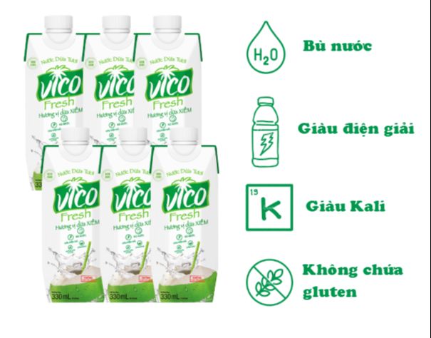 6 HỘP NƯỚC DỪA XIÊM VICO FRESH 330ML