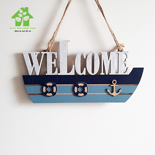 Bảng gỗ decor trang trí SHOP 🚀CON TÀU WELCOME🚀 (tặng kem móc treo tường)