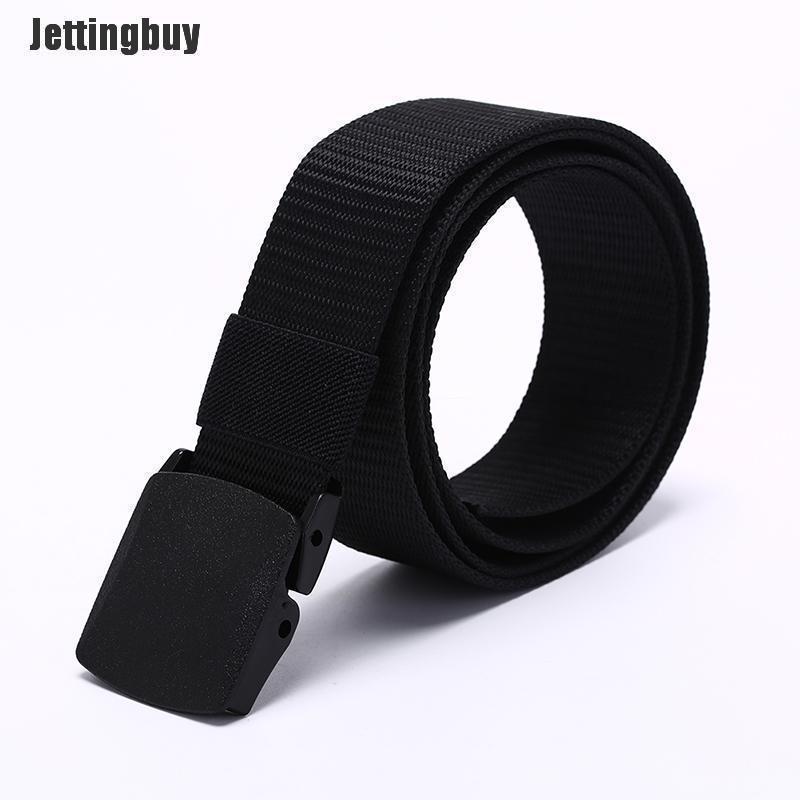 Jettingbuy 115cm Length Outdoor Military Tactical Belt Plastic Buckle Nylon Waist Belts Black