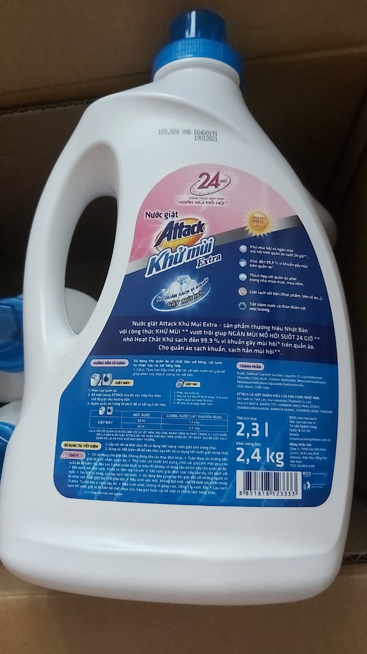 Nước giặt Attack Khử Mùi 2.4kg