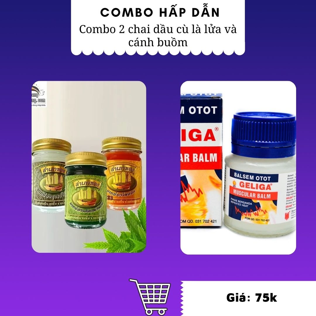 Combo 2 chai dầu cù là lửa và cánh buồm Thái Lan