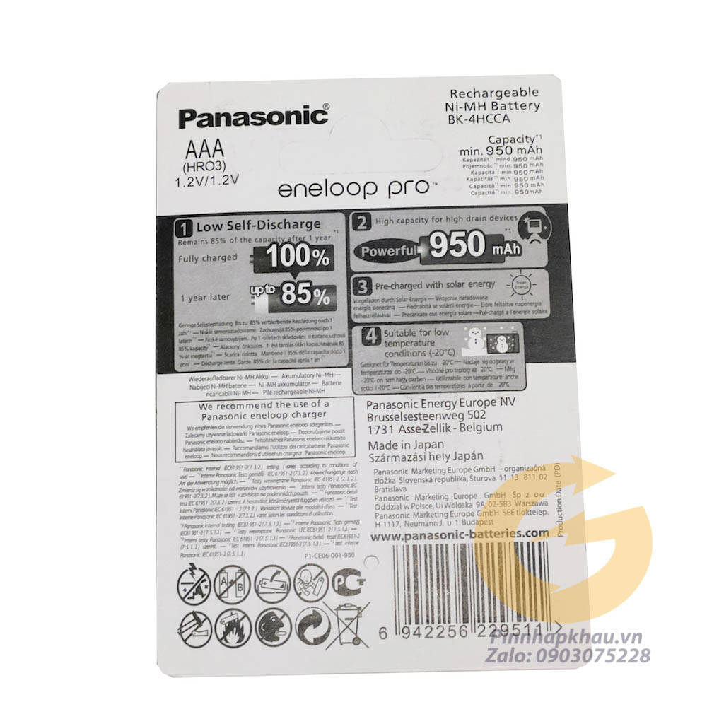 [PAAA1] Pin sạc AAA Panasonic Eneloop Pro 950mah 1.2v sạc đầy 1.5v
