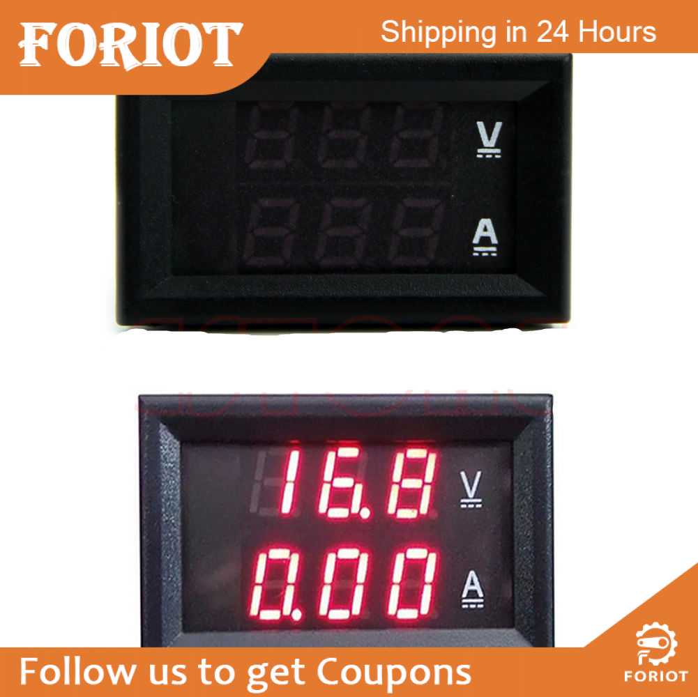Foriot Vôn Kế Ampe Kế DC 100V 10A Bảng Điều Khiển LED Màu Đỏ Ampe Kế Kỹ Thuật Số Kép