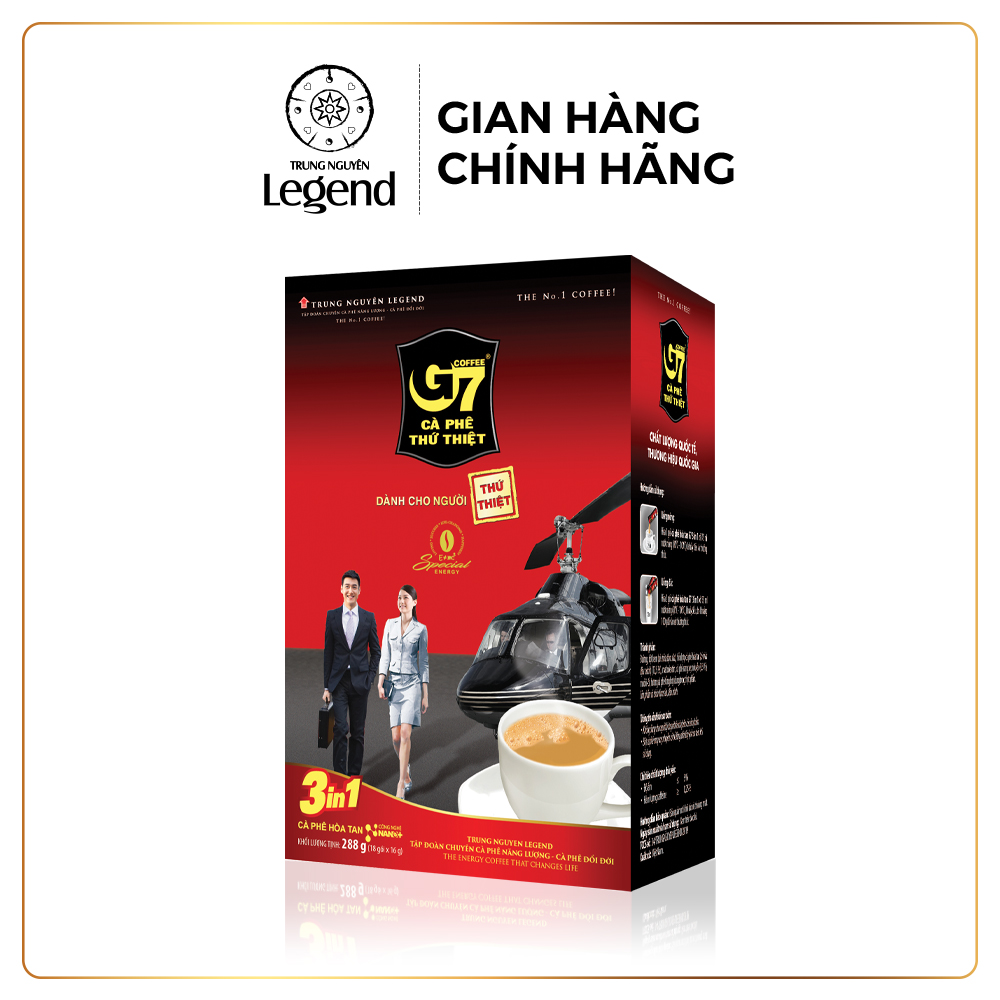 Trung Nguyên Legend Cà Phê Hòa Tan G7 3in1 - Hộp 18 Gói - Tiện Lợi, Đậm Vị Việt