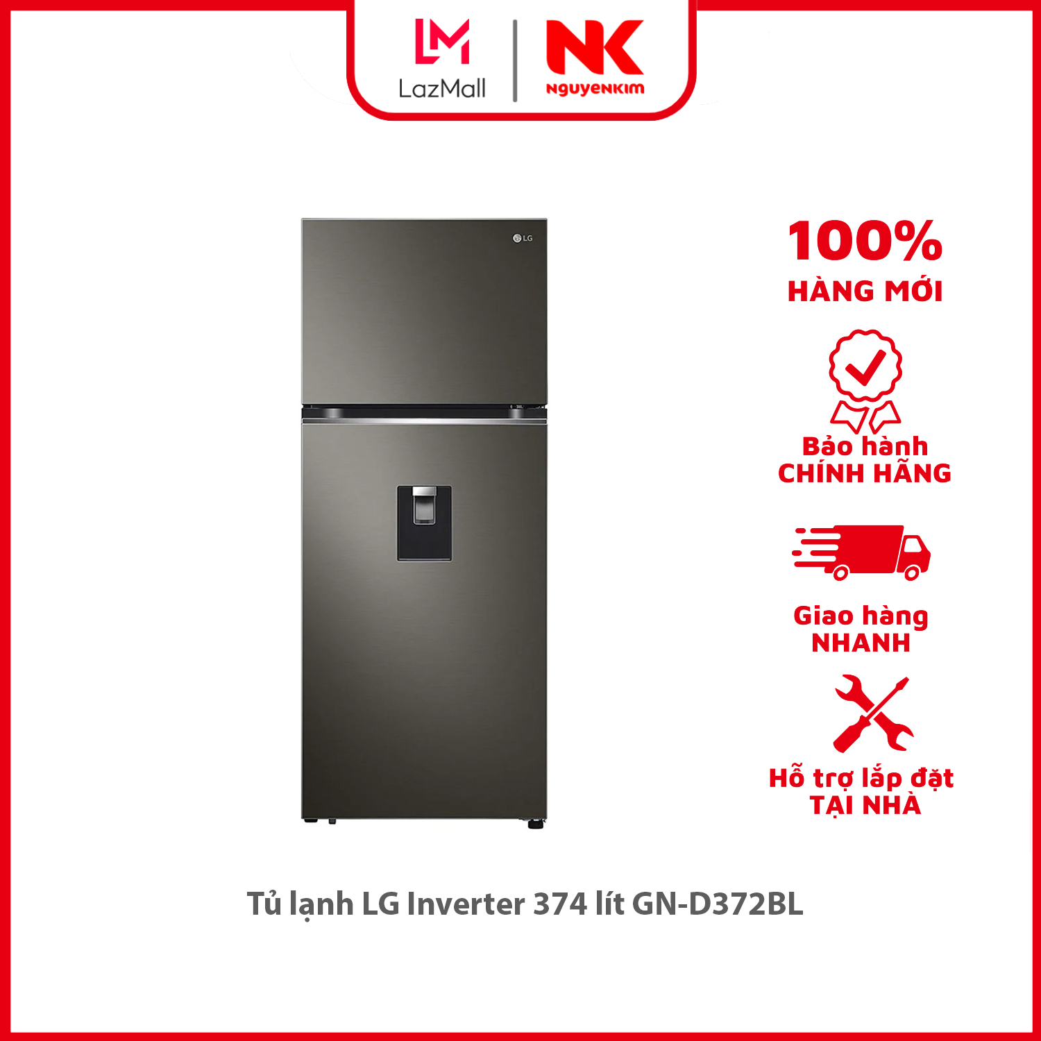 Tủ lạnh LG Inverter 374 lít GN-D372BL