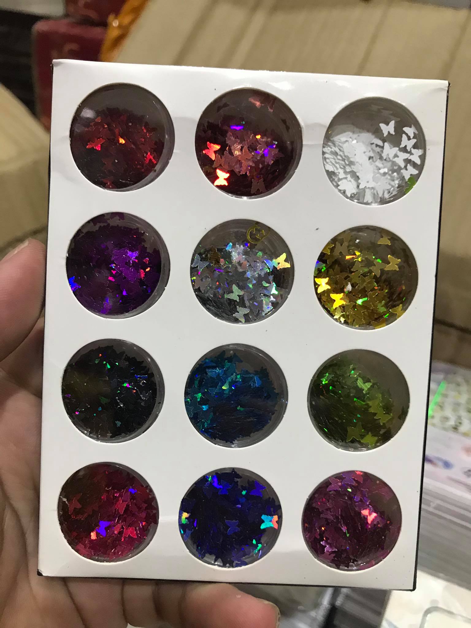 Phụ Kiện Trang Trí Móng Tay Hình Bướm ( Set 12 Màu )