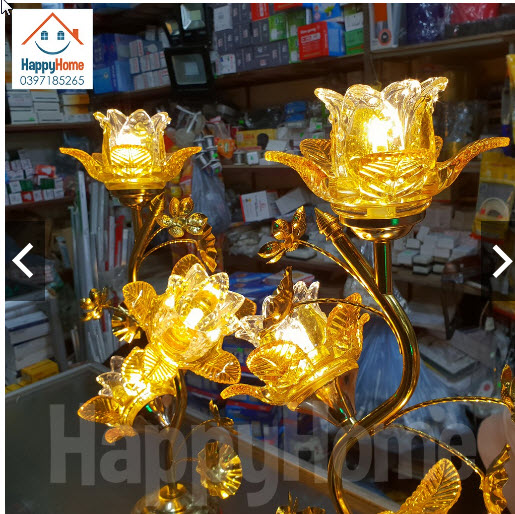 ĐÈN THỜ HOA SEN THUỶ TINH 40cm -50cm ( 1 Đôi)
