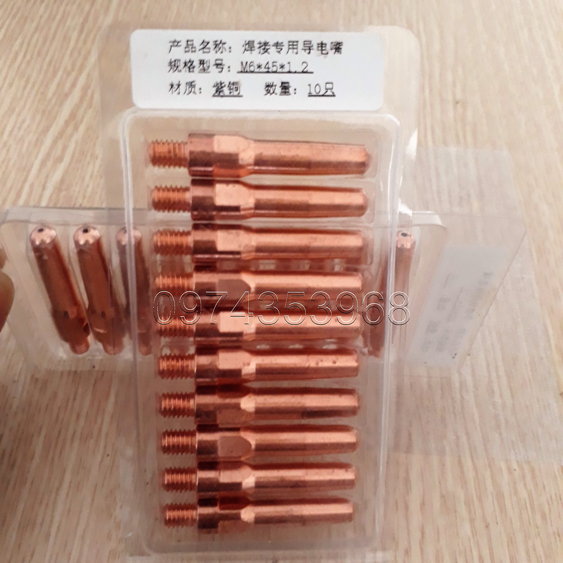 Bép hàn mig M6x45x0.8-1.6mm (bép béo) - vỉ 10 cái