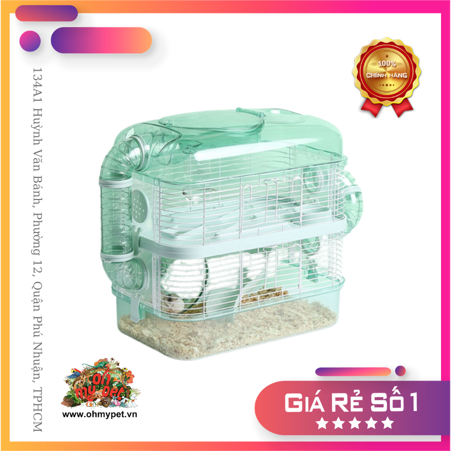 Lồng hamster đủ phụ kiện bằng mica trong suốt 2 tầng Mẫu mới 2022